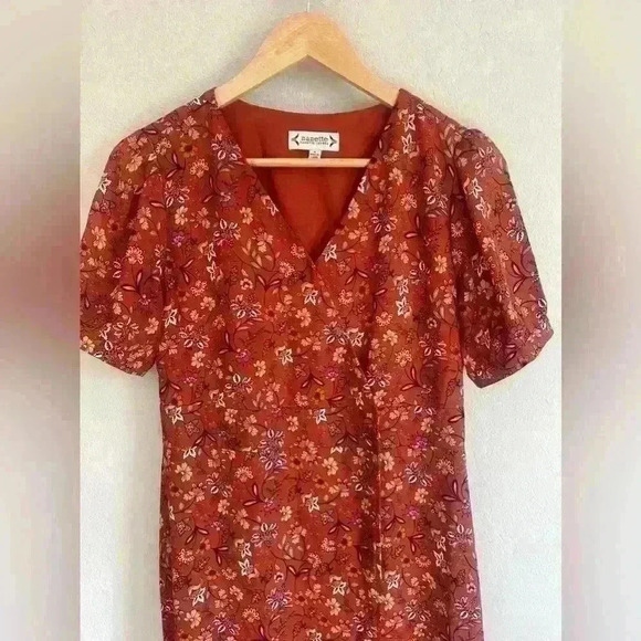 Nanette Lepore Floral Puff Sleeve Wrap Dressin Sierra Size 4 Vintage Inspired - Picture 2 of 11
